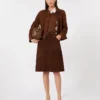 Suede boxy jacket, chocolate