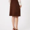 Suede midi skirt, chocolate