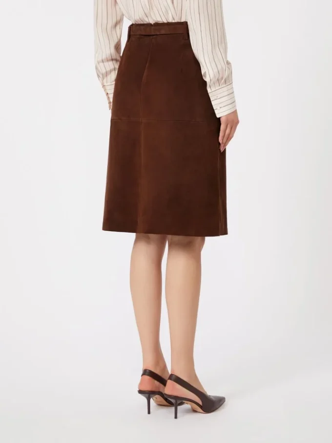 Suede midi skirt, chocolate
