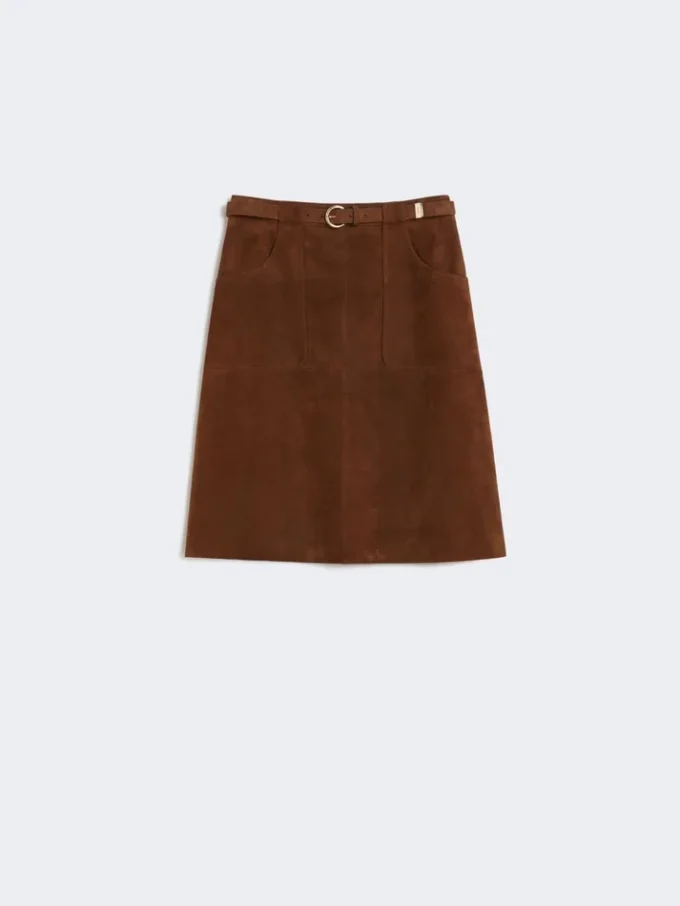 Suede midi skirt, chocolate