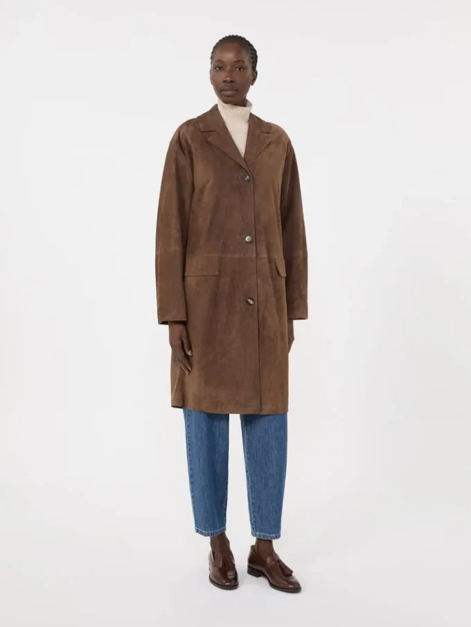 Suede overcoat, brown