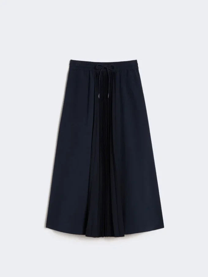 Technical fabric and jersey skirt, navy