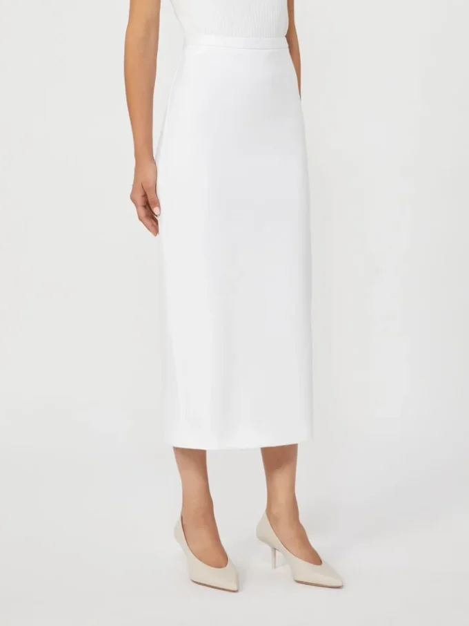 Technical jersey pencil skirt, optical white