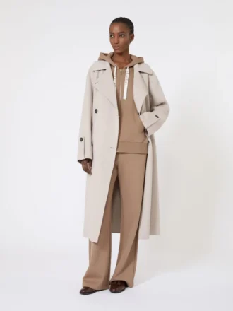 Technical jersey zip-up sweatshirt, camel