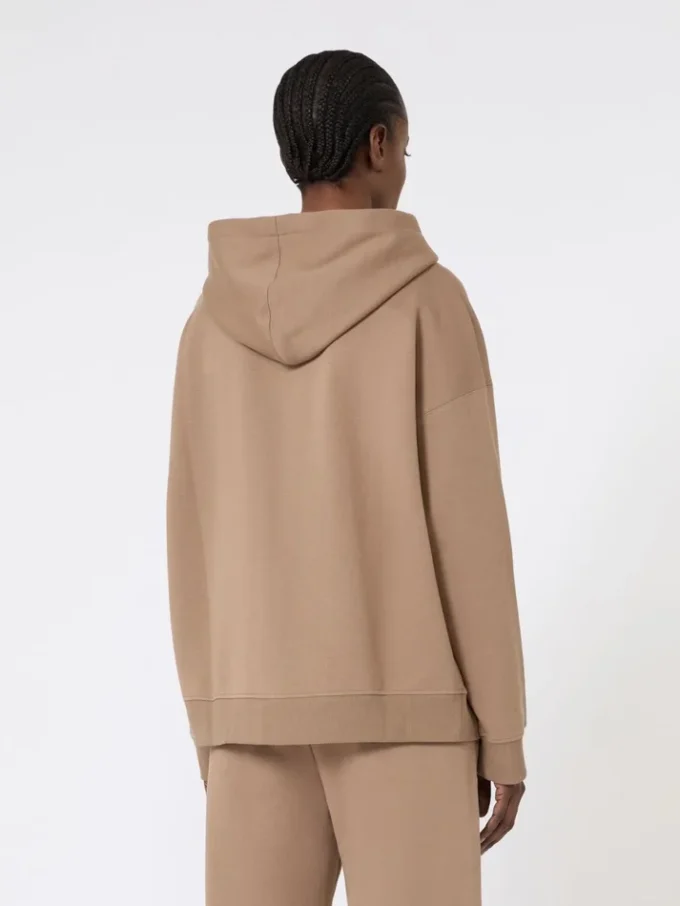 Technical jersey zip-up sweatshirt, camel