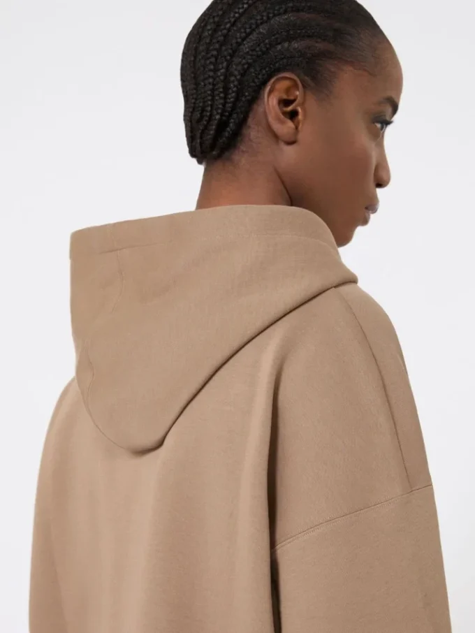 Technical jersey zip-up sweatshirt, camel