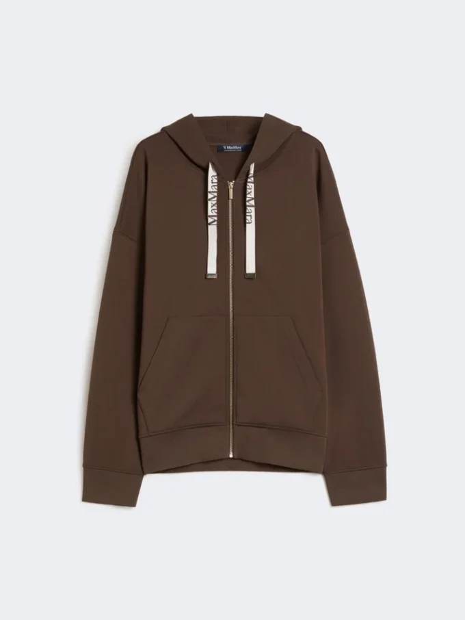 Technical jersey zip-up sweatshirt, chocolate Technical jersey zip-up sweatshirt, chocolate