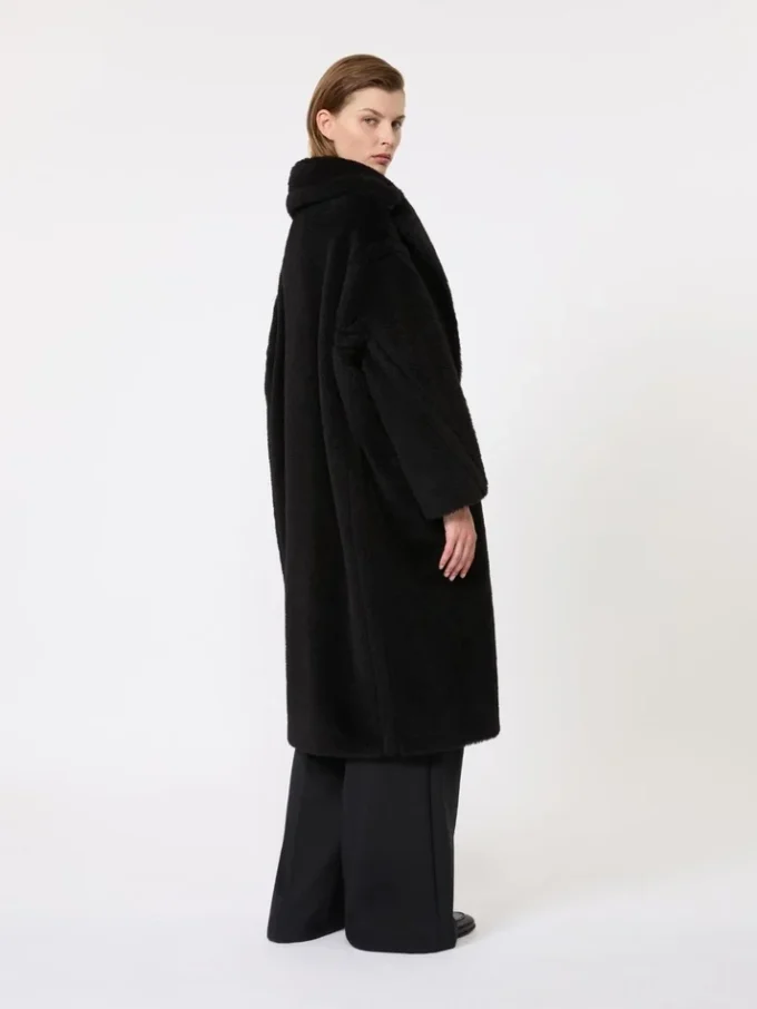 Teddy bear icon coat in alpaca and wool, black