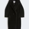 Teddy bear icon coat in alpaca and wool, black