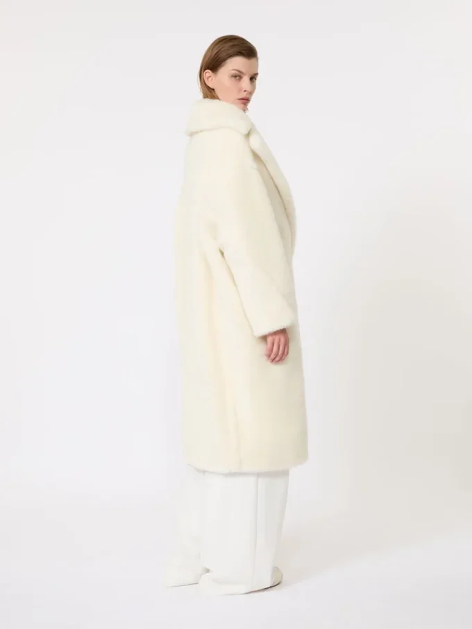 Teddy bear icon coat in alpaca and wool, white