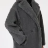 Teddy bear icon coat in wool and alpaca, medium grey