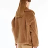 Teddy fabric biker jacket, camel