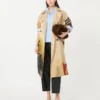 Trench coat in patterned water-repellent gabardine, skin orient Trench coat in patterned water-repellent gabardine, skin orient