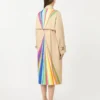 Trench coat in water-repellent cotton with rainbow print, multicolour Trench coat in water-repellent cotton with rainbow print, multicolour
