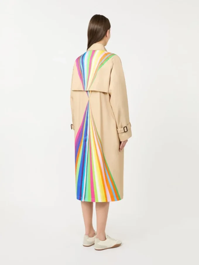 Trench coat in water-repellent cotton with rainbow print, multicolour Trench coat in water-repellent cotton with rainbow print, multicolour
