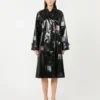 Vinyl-effect gabardine midi trench coat, black Vinyl-effect gabardine midi trench coat, black