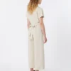Viscose and linen batavia jumpsuit, beige