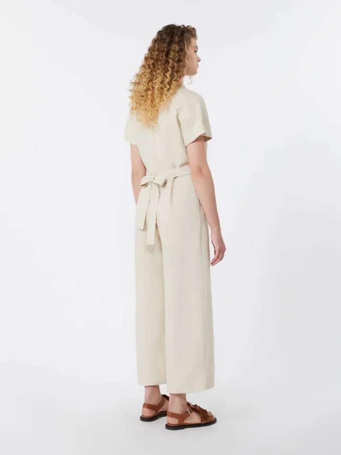 Viscose and linen batavia jumpsuit, beige