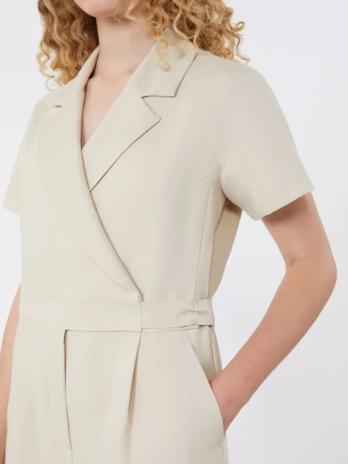 Viscose and linen batavia jumpsuit, beige