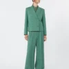 Viscose and linen wide-leg trousers, green Viscose and linen wide-leg trousers, green