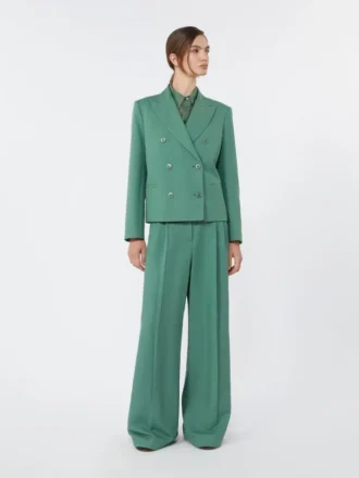 Viscose and linen wide-leg trousers, green