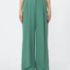 Viscose and linen wide-leg trousers, green Viscose and linen wide-leg trousers, green