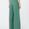Viscose and linen wide-leg trousers, green Viscose and linen wide-leg trousers, green