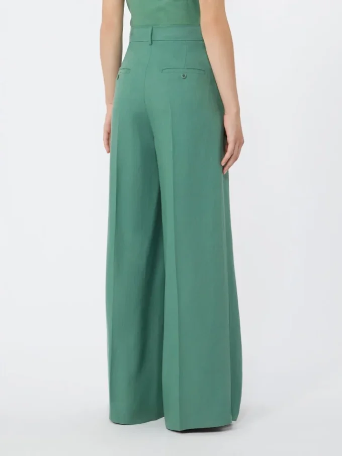 Viscose and linen wide-leg trousers, green Viscose and linen wide-leg trousers, green