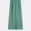 Viscose and linen wide-leg trousers, green Viscose and linen wide-leg trousers, green