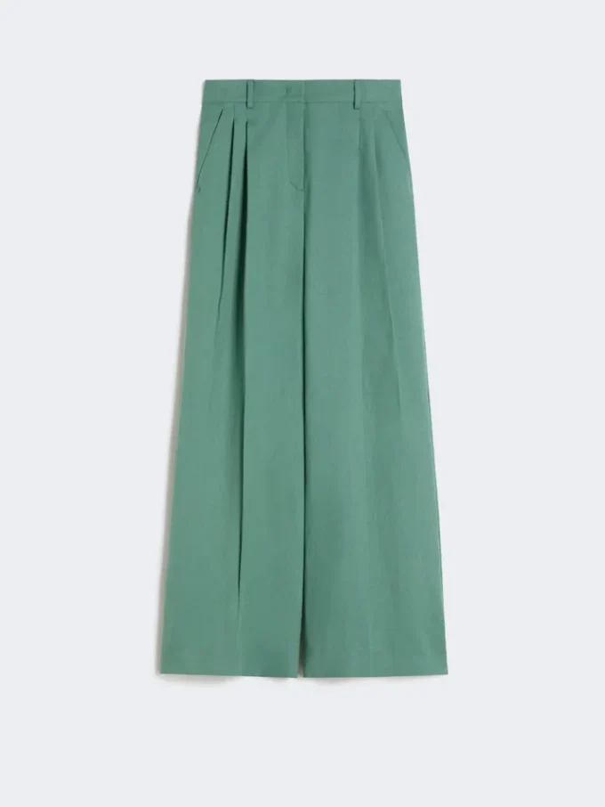Viscose and linen wide-leg trousers, green Viscose and linen wide-leg trousers, green