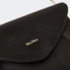 Viscose and silk satin clutch bag, black