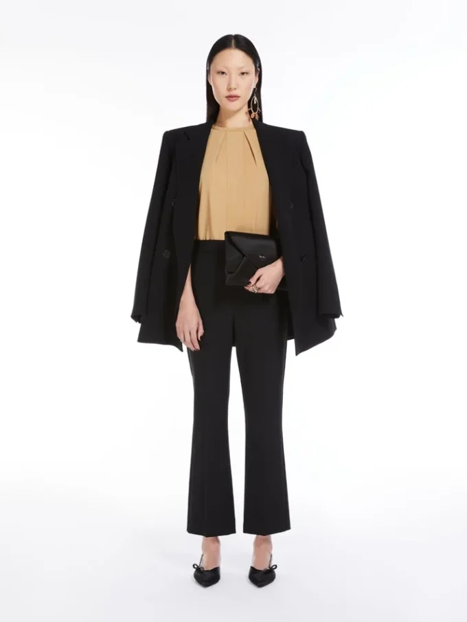 Viscose and silk satin clutch bag, black