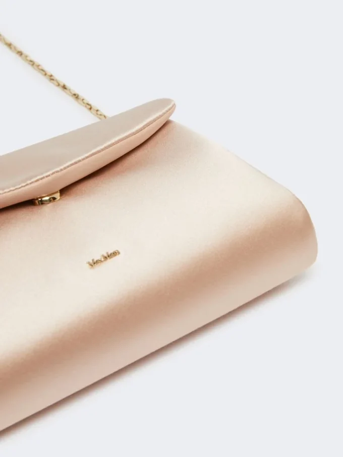 Viscose and silk satin clutch bag, powder