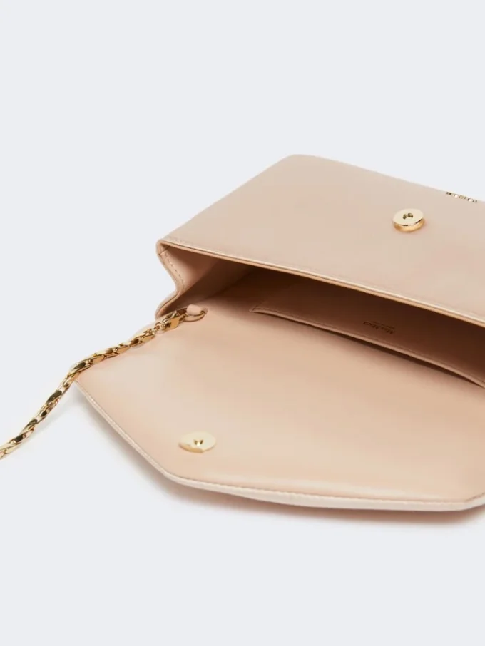 Viscose and silk satin clutch bag, powder