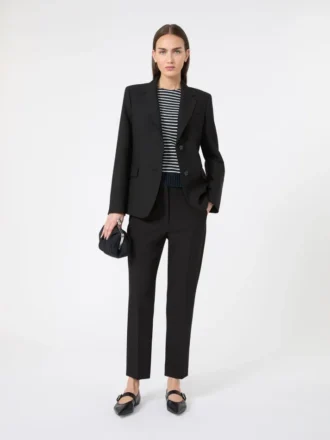 Viscose-blend canvas blazer, black