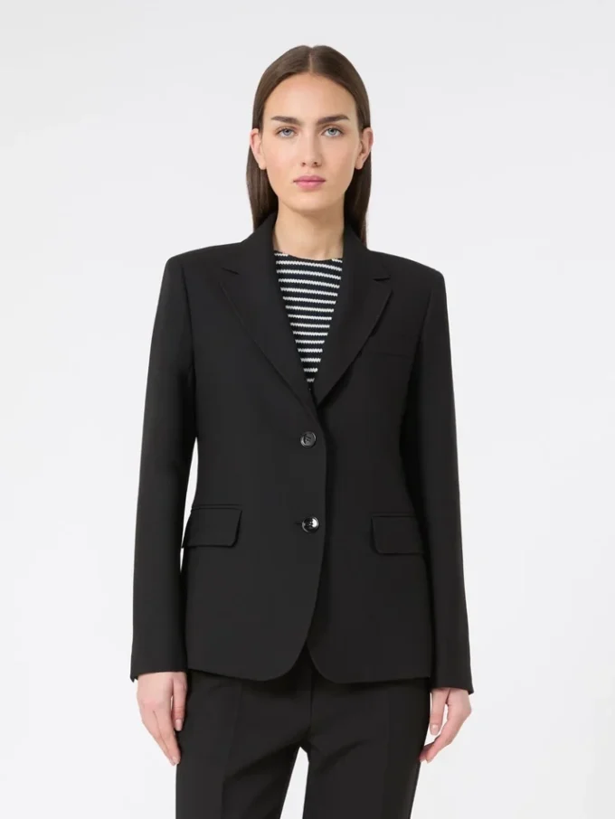 Viscose-blend canvas blazer, black