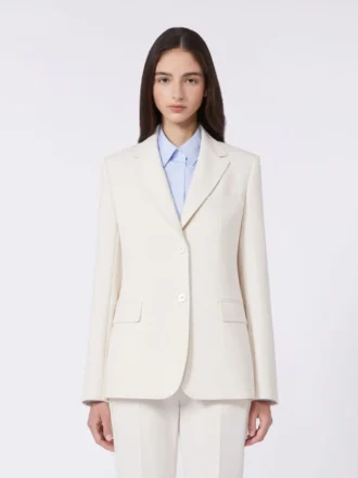 Viscose-blend canvas blazer, ivory