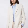 Viscose-blend canvas blazer, ivory