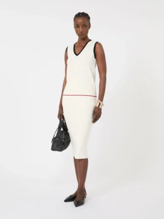 Viscose-blend yarn tank top, white blue