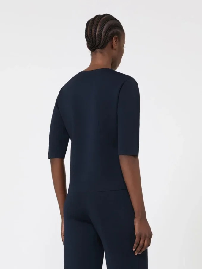 Viscose crepe crew-neck jumper, ultramarine
