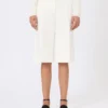 Viscose crepe jersey bermuda shorts, white Viscose crepe jersey bermuda shorts, white