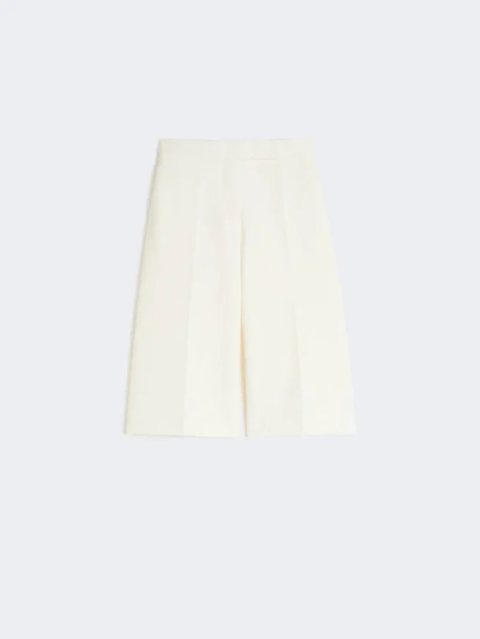 Viscose crepe jersey bermuda shorts, white Viscose crepe jersey bermuda shorts, white