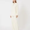 Viscose crepe knit trousers, ivory