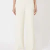 Viscose crepe knit trousers, ivory