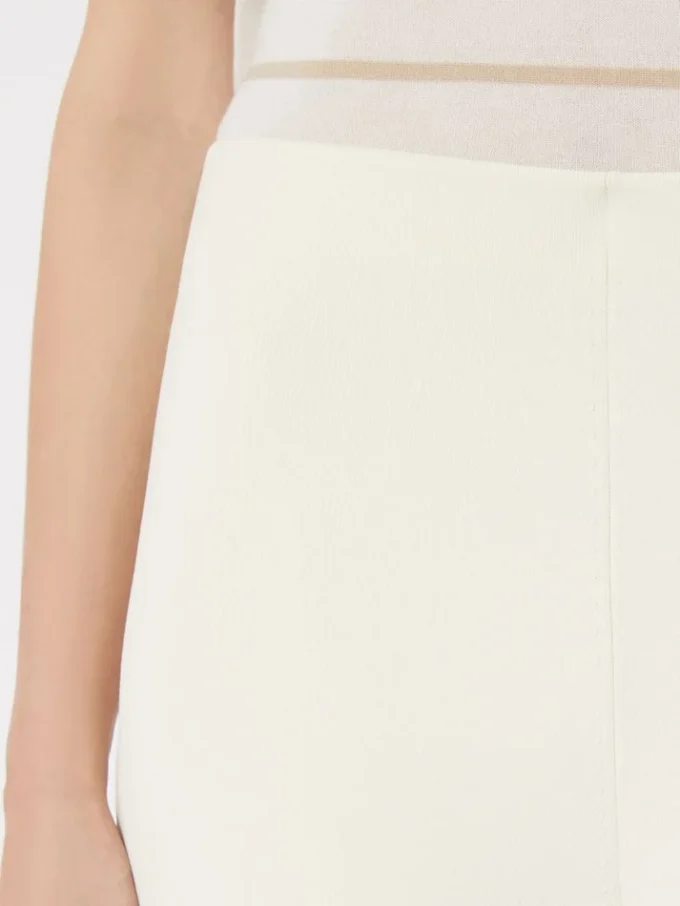 Viscose crepe knit trousers, ivory