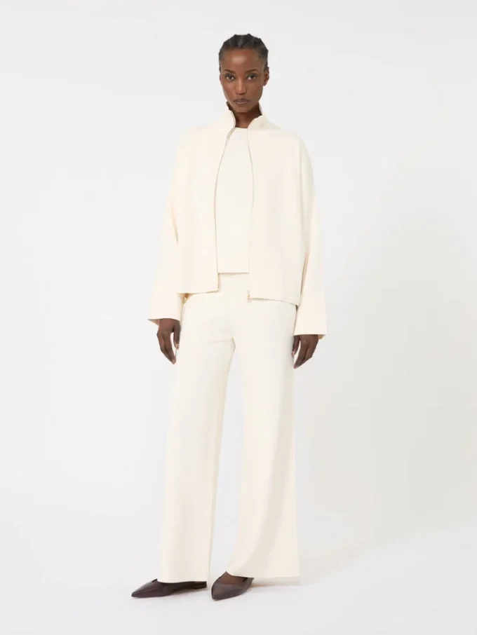 Viscose crepe yarn cardigan, ivory