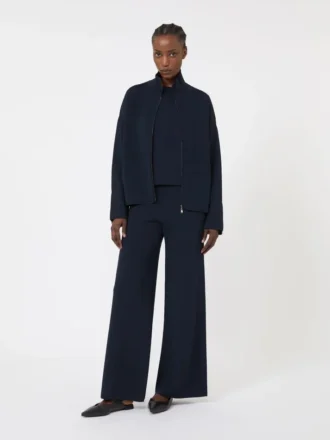 Viscose crepe yarn cardigan, ultramarine