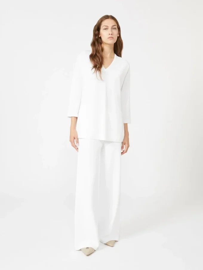 Viscose crepe yarn trousers, optical white Viscose crepe yarn trousers, optical white