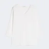 Viscose crepe yarn v-neck jumper, optical white Viscose crepe yarn v-neck jumper, optical white