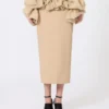 Viscose jersey midi skirt with ruffles, camel